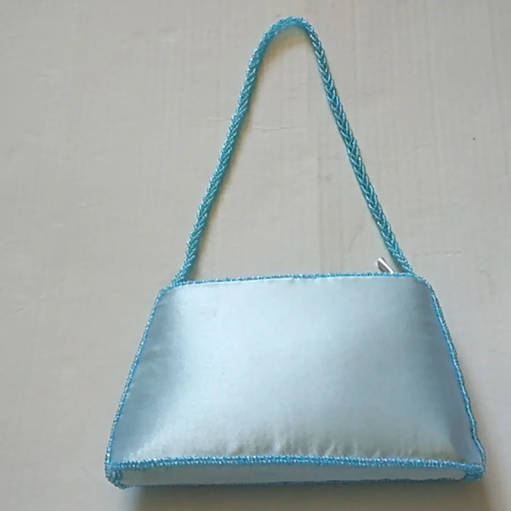 Bijoux Tender Turquoise Beaded Small Evening Purse Breaded Handle - Picture 2 of 6